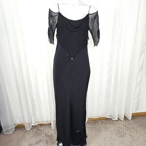 Hartly Westwood black dress sheer sleeve bead embellishments handkerchief 10